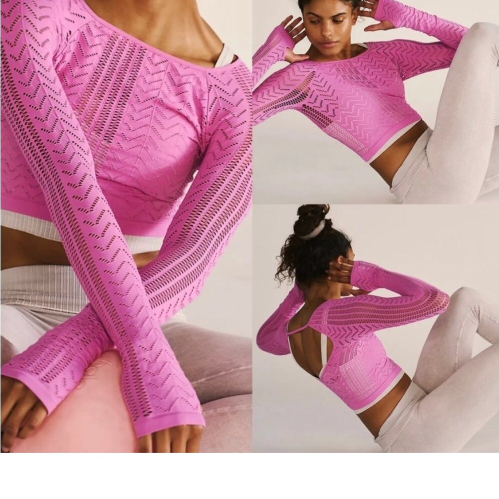 Free People Pink Patterned Crop Top